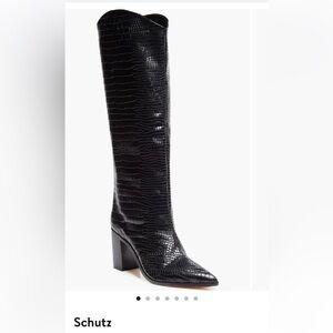 Schutz Maryana pointed toe block heel knee high boot